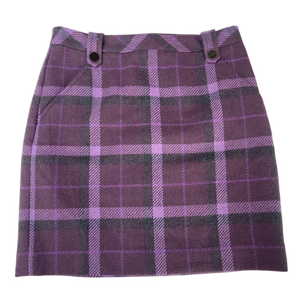 LOFT Ann Taylor Plaid Purple Mini Skirt With Pockets Y2K Style - Petite Size 0P